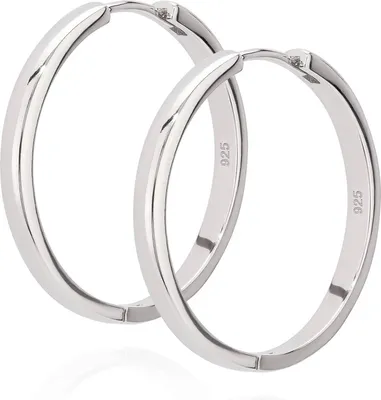 Produktbild von Paar 25mm fein Klappcreolen 925 Silber zeitlose Creole klassische Damen Ohrringe