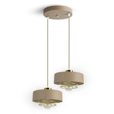 Zdjęcie produktu dla Lampa Sufitowa Wisząca Żyrandol Beżowa ECRU Złoto 2xE27 LED 760-EZ2