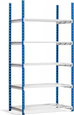 Produktbild von Fachbodenregal MAXIMUS | Grundregal | HxBxT 200x100x68cm | 5 Ebenen | offener Fachboden | Fachlast 182kg | Lichtblau/Lichtgrau