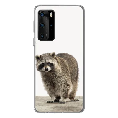Produktbild von MuchoWow® Handyhülle Schutzhülle Hülle für Huawei P40 Pro Waschbär - Tiere - weißer Hintergrund - Jungen - Mädchen - Kinder Silikon Softcase Handy Hülle - Schutz