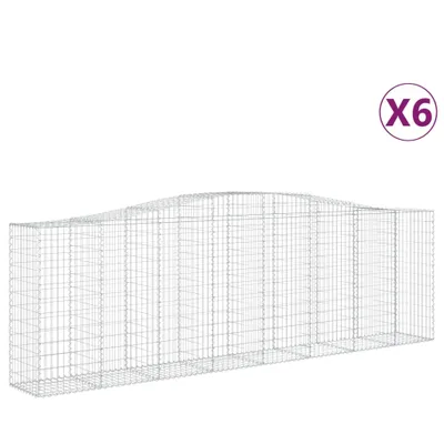 Productafbeelding van vidaXL Gabionen met boogvorm, 6 stuks, 400x50x120/140 cm, verzinkt staal