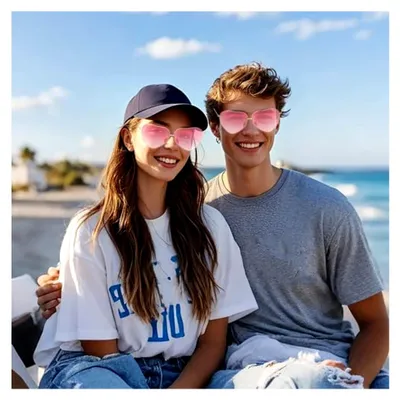 Produktbild von 2er Set Herz Sonnenbrille, Retro Herz Sonnenbrille in Rosa, Festival Sonnenbrille, Hippie Brille für Kostüme, Retro Brille für Valentinstag Party