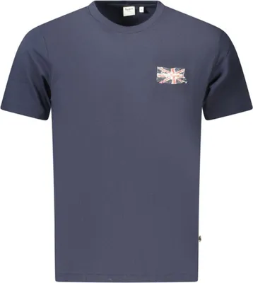 Produktbild von Herren T-Shirt Blau Kurzarm Rundhals mit Print aus Baumwolle