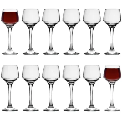 Produktbild von 12x Lal 80ml Sherry-Gläser - Klein Aufgestaut Likör Port Shot Dessert Wein Trinken Abendessen Glaswaren-Set - by LAV