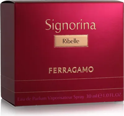 A red box of Ferragamo Signorina Ribelle Eau De Parfum.