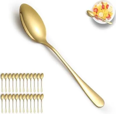 Produktbild von Gold Esslöffel 24 Stück, Edelstahl Titan Vergoldung Tischlöffel, Suppenlöffel, Verwendung für Zuhause, Restaurant, Hochzeit, Partys, Veranstaltungen, Christmax