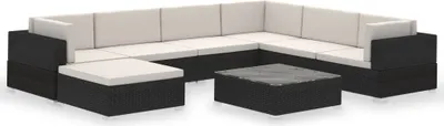 Immagine prodotto di vidaXL set salotto da giardino 8 pezzi con cuscini in poly rattan nero