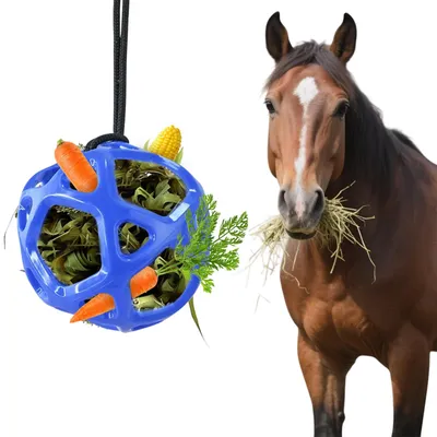 Heuball Pferd Ø 28 cm, Slow Feeder, blau