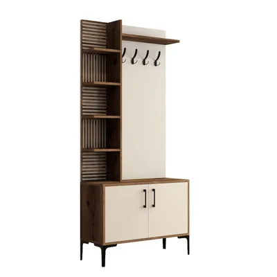 Produktbild von Skye Decor, Viyana D - Walnut, Cream, Schränke, Flurständer, Nussbaum, 90 x 200 x 35 cm