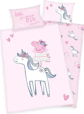 Produktbild von 2tlg Kinder Bettwäsche Peppa Pig 100x135 Baumwolle Bettdecke Bettgarnitur rosa