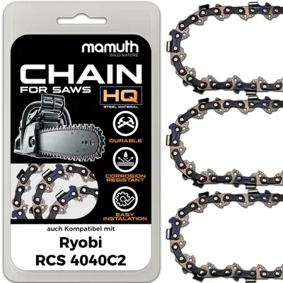 Produktbild von 3x Sägekette Kettensäge 40cm 1,3mm 3/8" 56 TG für Ryobi RCS 4040C2