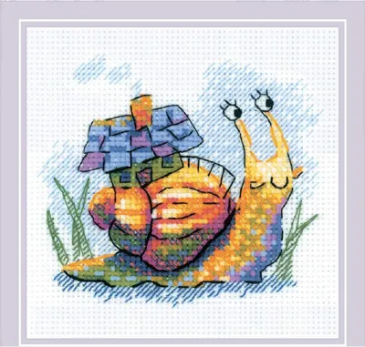 Produktbild von Riolis gezählter Kreuzstich Kit "Kleine Schnecke", 15x15cm, DIY
