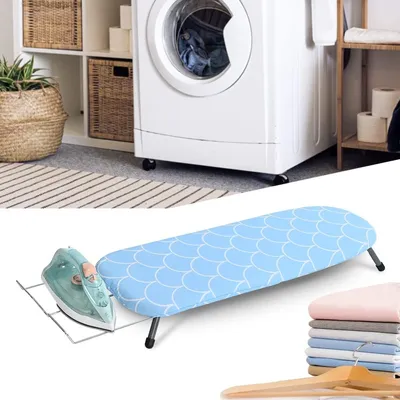 Produktbild von Mini Bügelbrett - Tischbügelbrett - Klappbares Tischbügelbrett - Platzsparend - Rutschfeste Füße - 82x32cm