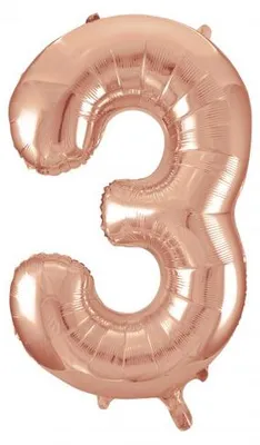 Image de GODAN Ballon de baudruche Nombre trois 92 cm rose-or / rose-or (3)