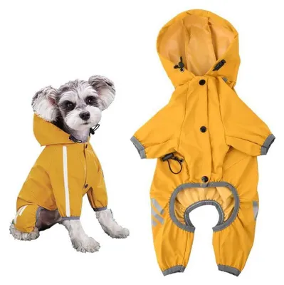 Immagine prodotto di Impermeabile per cani, con cappuccio, riflettente, per cani a 4 zampe, taglia S