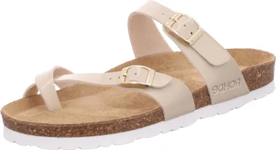 Produktbild von Rohde Damen Zehentrenner Pantolette Lack Schnalle Kork Fußbett Alba 5575, Größe:40 EU, Farbe:Beige