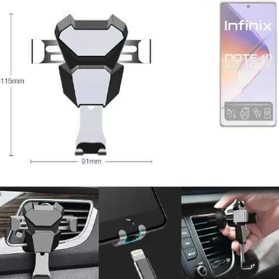 Produktbild von K-S-Trade Lüftungshalterung kompatibel mit Infinix Note 40 kompakte Handy-Halterung Lüftungsschlitz Lüftungsgitter Autohalterung KFZ Auto-Halterung