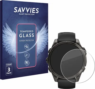 Produktbild von 3x Savvies Schutzglas für Garmin Fenix 8 / 8 Pro AMOLED (47 mm) Displayschutz 9H Glas klar transparent
