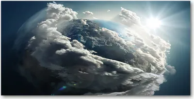 Produktbild von Tulup® Glas-Bild - 100x50 -Wandkunst - Wandbild hinter gehärtetem Sicherheitsglas  - Weltall & Science-Fiction - Planet Erde - Blau