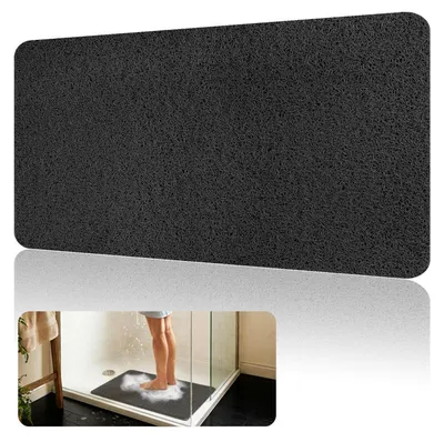 Zdjęcie produktu dla Mata pod prysznic antypoślizgowa, 40x60 cm, czarna, wykonana z PVC, odporna na pleśń, z odpływem
