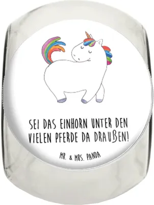 Produktbild von Mr. & Mrs. Panda Frischhaltedose Einhorn Stolzieren XL 2000ml - Weiß - Geschenk, Einhörner, Freundin, Vorratsglas, Teedose, Unicorn, Kaffeedose, Pferd, Reiten, Bonboniere