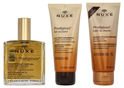 Obrázok produktu pre Sada produktov Nuxe na starostlivosť o telo: 3x 100 ml – sprchový olej / olej na telo / telové mlieko