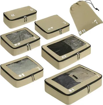 Produktbild von Famanu Packwürfel 7-teilig - Reisorganisator in Khaki