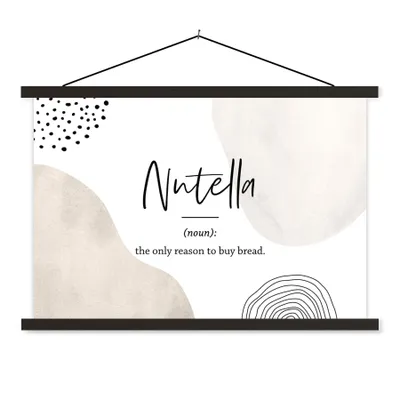 Produktbild von MuchoWow® Textilposter Zitate - Nutella - Sprichwörter - Wörterbuch - Nutella Definition 120x80 cm mit schwarzem Rahmen - Wanddeko