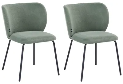 Zdjęcie produktu dla BELIANI Zestaw 2 krzeseł do jadalni jasnozielony tapicerowane z metalową konstrukcją retro design bez podłokietników