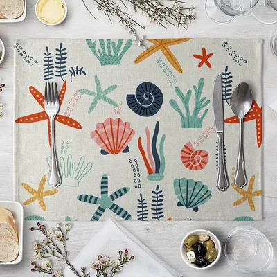 Platzset Kinder 30x40 cm, abwaschbar, Meerestiere, 4er-Set