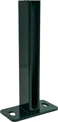 Produktbild von Fußplatte für Zaunpfosten (60x40mm) in gerader 2-Loch Ausführung feuerverzinkt Grün (RAL 6005)