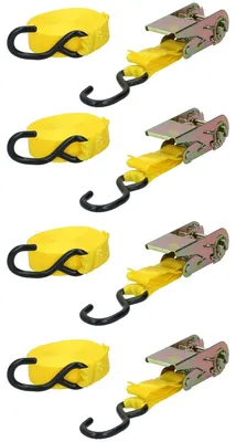 Productafbeelding van Dunlop Spanbanden met Ratel 4 Stuks - Sjorbanden - Max. 350KG - 5 Meter Lang - Nylon - Zwart/Geel