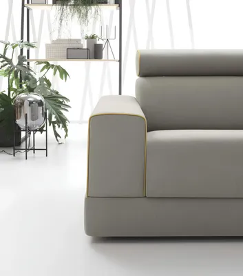 Produktbild von Design Grau Sofa 3 Sitzer Wohnzimmer Stoff Couch Sofa Polster Sofas alfitalia