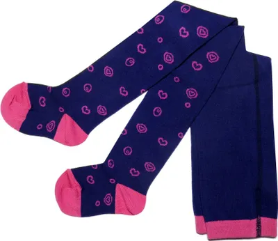 Produktbild von Kinderstrumpfhosen für Mädchen aus Baumwolle Herze und Kreise Tinte Größe 98-104