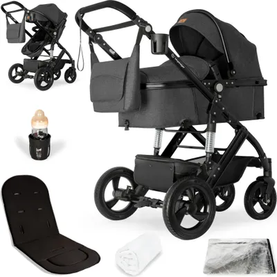 Produktbild von Bergsteiger Nizza 3 in 1 Kinderwagen, Kombikinderwagen Komplettset, Babywanne & Buggy Sportsitz inklusive, Auto-Babyschale & Isofix Station optional