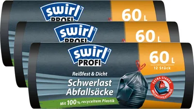 Immagine prodotto di Sacchi per carichi pesanti Swirl 60L 12 pezzi/rotolo (confezione da 3)