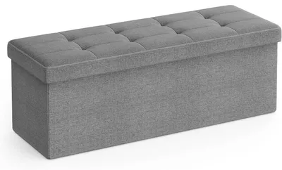 Image de Banc de rangement pliable gris clair effet lin