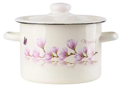Obrázok produktu pre EMALIA RYBNIK Smaltovaný hrniec s pokrievkou MAGNOLIA Cream 3l plynová indukcia