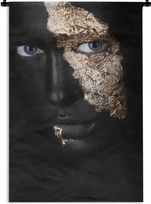 Produktbild von MuchoWow® Wandteppich Wandbehang Frau - Gold - Schwarz und Gold 60x90 cm Tapisserie Dekoration Wandtuch - Foto-Teppich - Abwaschbar
