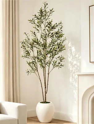 Künstlicher Olivenbaum 210 cm mit Topf, PE-Blätter, flexibel