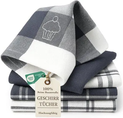 Immagine prodotto di Set di 5 salviette in cotone 100% da 50x70 cm – Altamente assorbenti e resistenti – Salviette da cucina