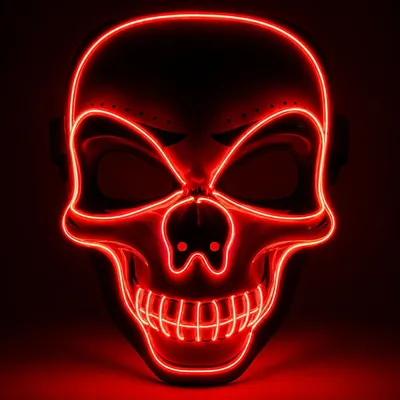 Produktbild von LED Halloween Maske steuerbar – leuchtende Purge Maske mit Fernbedienung für Halloween, Fasching & Karneval, Herren & Damen (LED Skull - Rot)