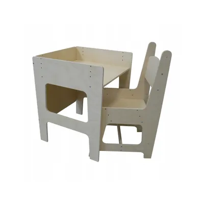 Produktbild von Höhenverstellbarer Kinderschreibtisch mit Stuhl | Holz | Ergonomisch | 6-12 Jahre | Montessori Stil | Handgefertigt | Nachhaltig
