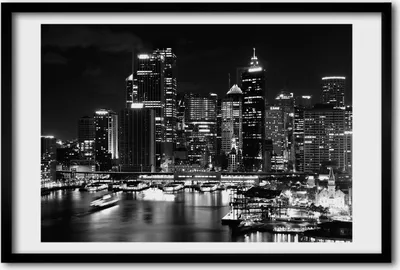 Produktbild von Bild 60x40 MDF-Rahmen, Wandkunst Sydney bei Nacht