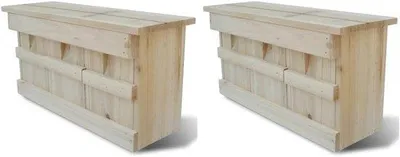 Produktbild von Vogelhaus-Set, 2 Stück - 44 x 15,5 x 21,5 cm - Massivholz - 3 Bruthöhlen - für den Garten - Vemera