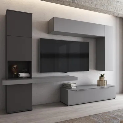 Image de Dubino - Étagère Murale, Noir Anthracite, 9 Étagères