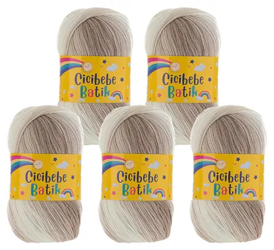 5 x 100g Farbverlaufsgarn Cicibebe Batik Strickgarn Winterwolle Häkelgarn mehrfarbig 17 Milchkaffee