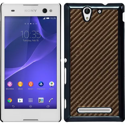 Produktbild von PhoneNatic Case kompatibel mit Sony Xperia C3 - Hülle bronze Carbonoptik Hard-case + 2 Schutzfolien