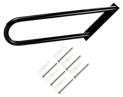 Produktbild von Schwarzer Handlauf aus Eisen mit Wandhalterung für Treppen und Garage