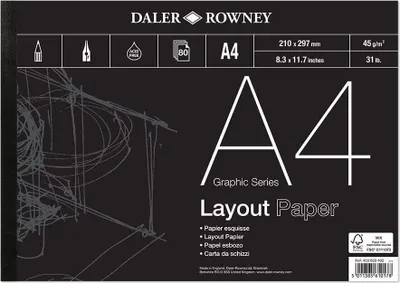 Produktbild von Daler Rowney Graphic Series Layout Paper Skizzenbuch Grafik A4 45 g